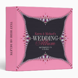 Girly Pink + Black Lace Frills Wedding Album 1 1/2" Multomap