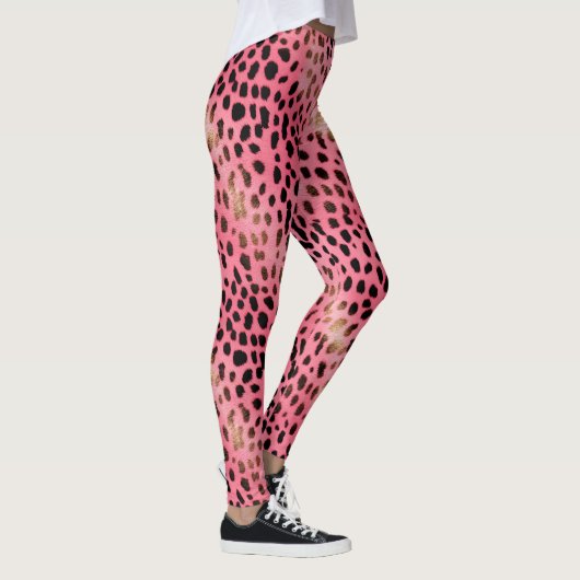 Girly Pink Black Leopard Leggings (Rechts)