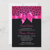 Girly Pink Black Leopard Print Elegant Sweet 16 Kaart (Voorkant)