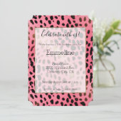 Girly Pink Black Leopard Print Kaart (Staand voorkant)
