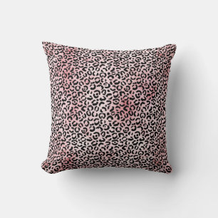 Girly Pink Black Leopard Print Kussen