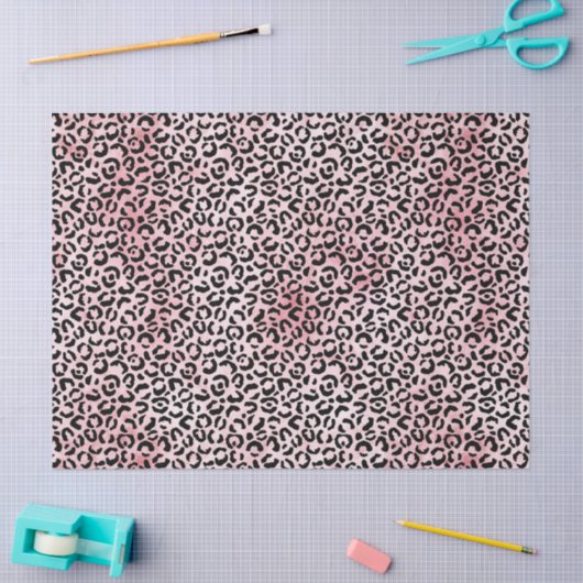 Girly Pink Black Leopard Print Tissuepapier (Craft)