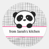 Girly Pink Black Panda Baking Stickers (Voorkant)