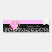 Girly Pink Black Princess Giraffe Print and Name Bumpersticker (Voorkant)