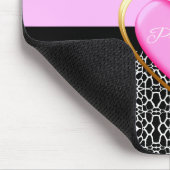 Girly Pink Black Princess Giraffe Print and Name Muismat (Hoek)