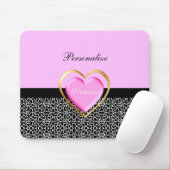 Girly Pink Black Princess Giraffe Print and Name Muismat (Met muis)