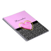Girly Pink Black Princess Giraffe Print and Name Notitieboek (Rechterzijde)