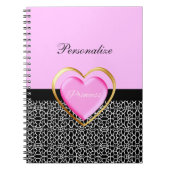 Girly Pink Black Princess Giraffe Print and Name Notitieboek (Voorkant)