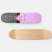Girly Pink Black Princess Giraffe Print and Name Persoonlijk Skateboard (Horizontaal)