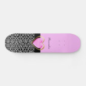 Girly Pink Black Princess Giraffe Print and Name Persoonlijk Skateboard (Horizontaal)