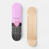 Girly Pink Black Princess Giraffe Print and Name Persoonlijk Skateboard (Voorkant)