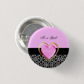 Girly Pink Black Princess Giraffe Print and Name Ronde Button 3,2 Cm (Voorkant /achterkant)