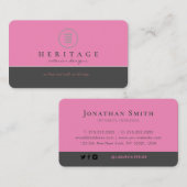 Girly Pink Black Professional Social Media Logo Visitekaartje (Voorkant / Achterkant)