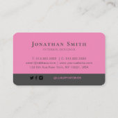 Girly Pink Black Professional Social Media Logo Visitekaartje (Achterkant)