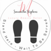 Girly Pink & Black Salon wacht hier op Floor Stick Sticker (Voorkant)