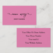 Girly Pink Black Trendy Kalligrafie Event Planner Visitekaartje (Voorkant / Achterkant)
