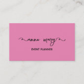 Girly Pink Black Trendy Kalligrafie Event Planner Visitekaartje (Voorkant)