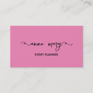 Girly Pink Black Trendy Kalligrafie Event Planner Visitekaartje