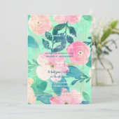Girly Pink & Blauwgroen Floral Hand Paint Mint Des Kaart (Staand voorkant)