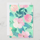 Girly Pink & Blauwgroen Floral Hand Paint Mint Des Kaart (Achterkant)