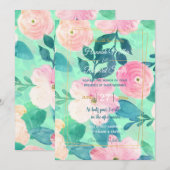 Girly Pink & Blauwgroen Floral Hand Paint Mint Des Kaart (Voorkant / Achterkant)