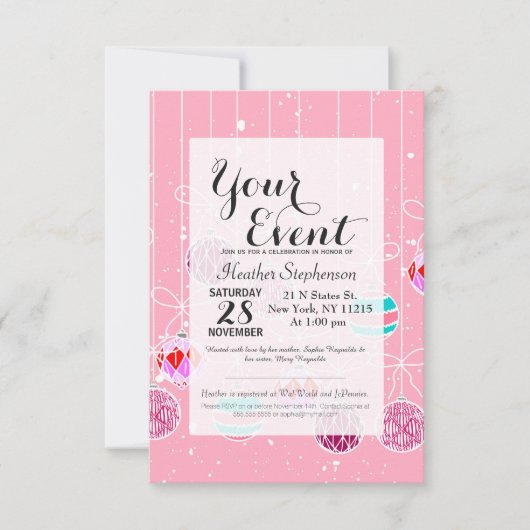 Girly Pink Blauwgroen Glam kerstversieringen en sn Kaart (Voorkant)