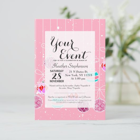 Girly Pink Blauwgroen Glam kerstversieringen en sn Kaart (Staand voorkant)