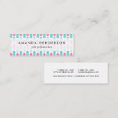 Girly Pink Blauwgroen Tropisch Pineappelpatroon Mini Visitekaartje (Voorkant / Achterkant)