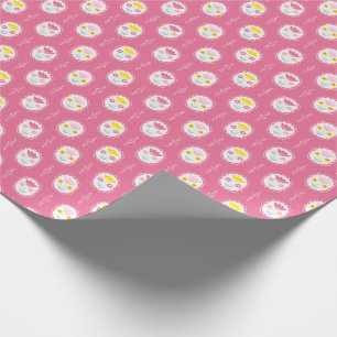 Girly Pink Bloempatroon Cadeaupapier