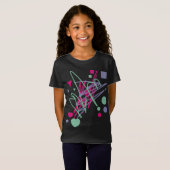Girly Pink Blue Aqua Scribbles Heart Square Cirkel T-shirt (Voorkant volledig)