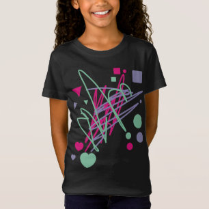 Girly Pink Blue Aqua Scribbles Heart Square Cirkel T-shirt