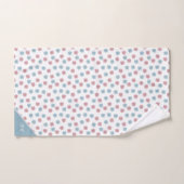 Girly Pink Blue Cute Flower Monogram Bad Handdoek (Handdoek)