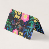  Girly Pink Blue Floral Grey design Visitekaartje (Achterkant)