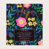  Girly Pink Blue Floral Grey design Visitekaartje (Binnenkant ongevouwen)