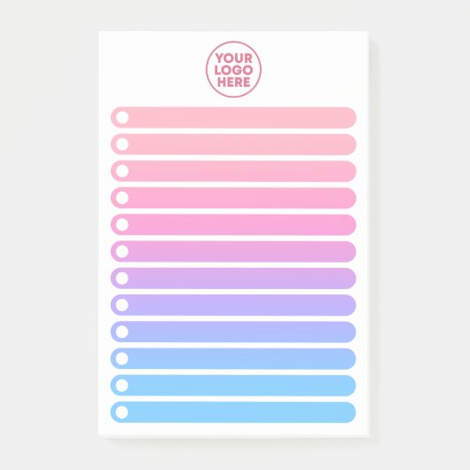 Girly Pink Blue Gradient Business Logo To Do List Post-it® Notes (Voorkant)