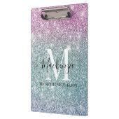 Girly Pink Blue Paars Glitter Monogram Naam Klembord (Links)
