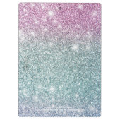 Girly Pink Blue Paars Glitter Monogram Naam Klembord (Achterkant)