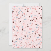 Girly Pink & Blue Terrazzo Photo Afstuderen Kaart (Achterkant)