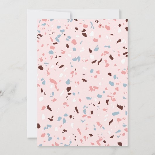 Girly Pink & Blue Terrazzo Photo Afstuderen Kaart (Achterkant)
