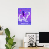 Girly Pink & Blue Unicorn, op maat gemaakt Poster (Thuiskantoor)