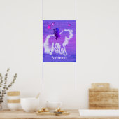 Girly Pink & Blue Unicorn, op maat gemaakt Poster (Keuken)