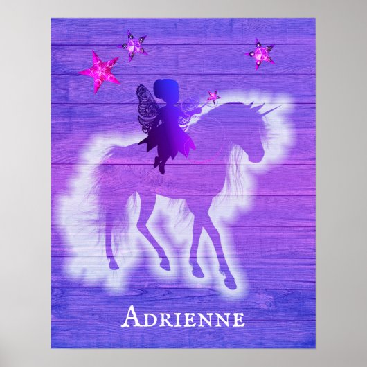 Girly Pink & Blue Unicorn, op maat gemaakt Poster (Voorkant)