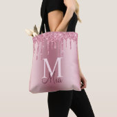 Girly Pink Blush Glitter Drivers Monogram Naam Tas (Dichtbij)