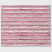 Girly Pink Blush Glitter Glam Stripes Cadeaupapier (Vlak)