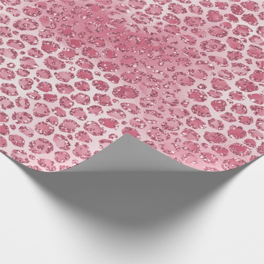 Girly Pink Blush Glitter Leopard Print Cadeaupapier (Hoek)