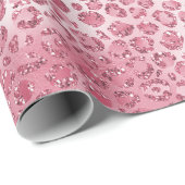 Girly Pink Blush Glitter Leopard Print Cadeaupapier (Rol Hoek)