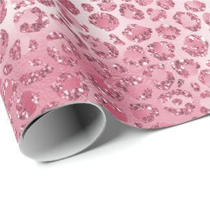 Girly Pink Blush Glitter Leopard Print     Cadeaupapier