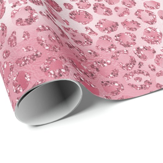 Girly Pink Blush Glitter Leopard Print     Cadeaupapier (Rol Hoek)