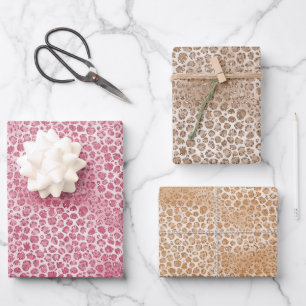 Girly Pink Blush Glitter Leopard Print Inpakpapier Vel