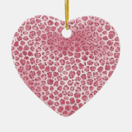 Girly Pink Blush Glitter Leopard Print Keramisch Ornament